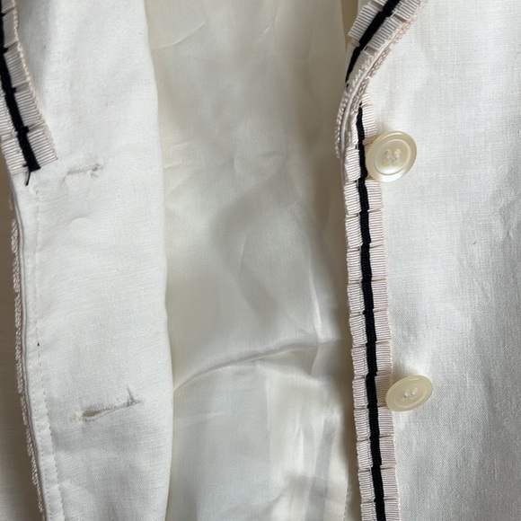 Anne Klein Linen Blend Ruffle Stretch 3/4 Sleeves Blazer 4 - Picture 5 of 12